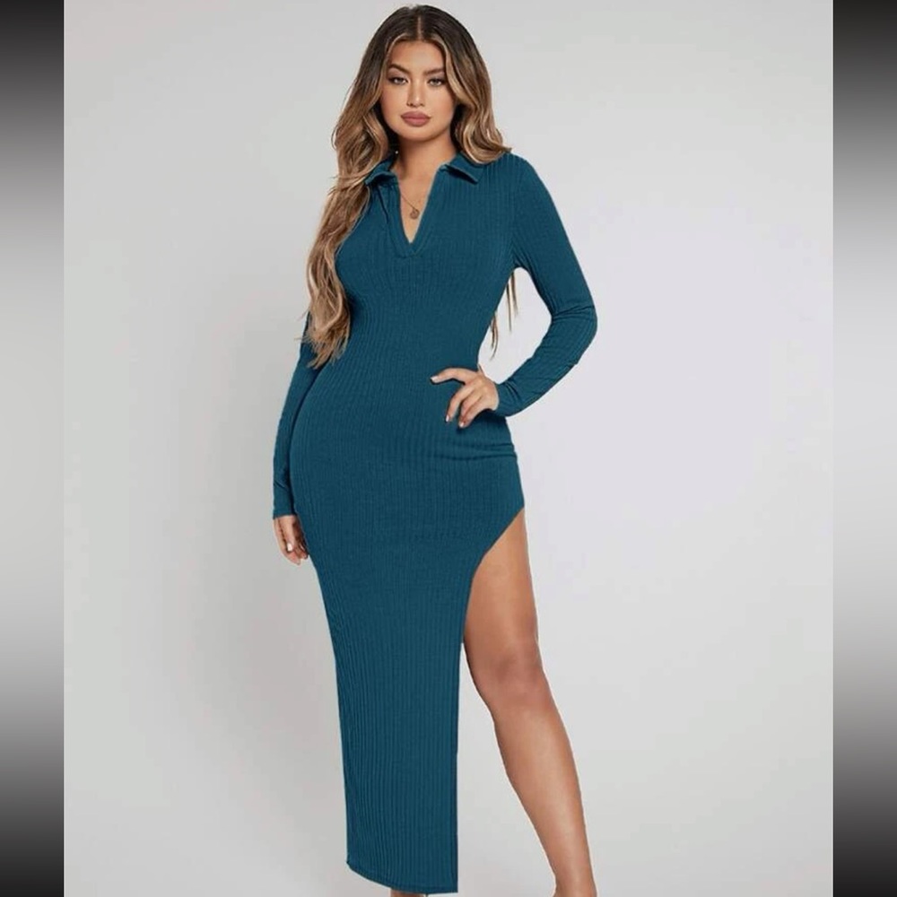Asymmetrical split thigh dress